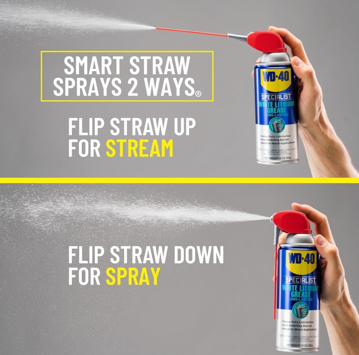 6 Pack WD-40 White Lithium Grease Spray W SMART STRAW SPRAYS 2 WAYS 10 OZ Cans