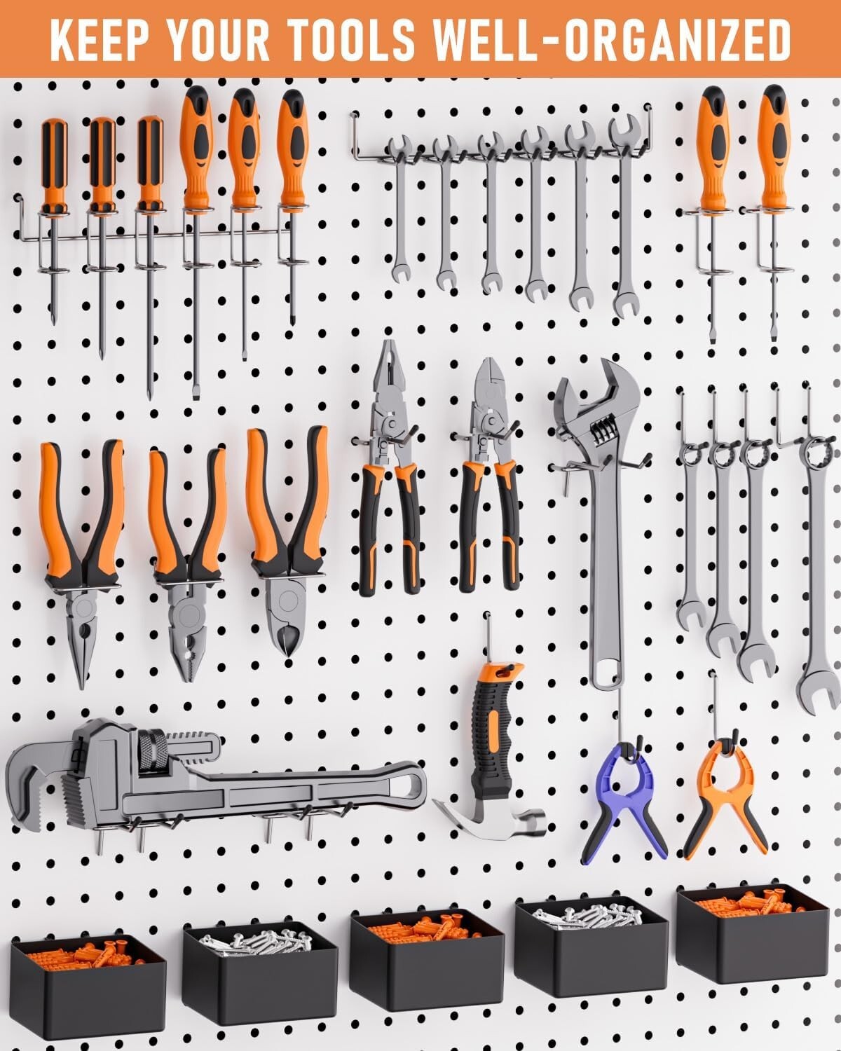 278PCS Pegboard Accessories Organizer Kit, Peg Board Hooks Assortment with Bi…