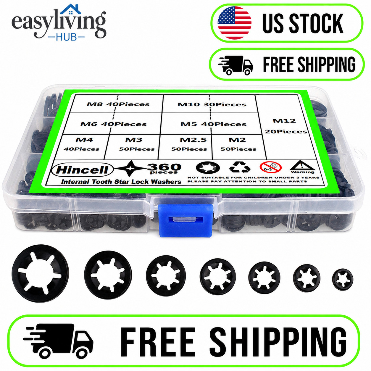 360 Pieces 9 Sizes Push Nuts Assortment, Speed Clips Retaining Clips Fasteners A
