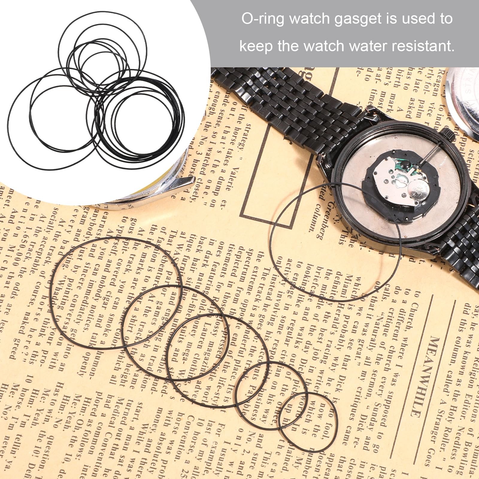 O Ring Watch Gasket, 80 Pcs 0.5/0.6/0.7/0.8 mm Waterproof Rubber Watch Seal W…