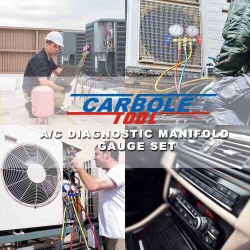 HVAC A/C Car Air Conditioning Refrigerant Recharge Measuring Hose Gas Gauge Kit
