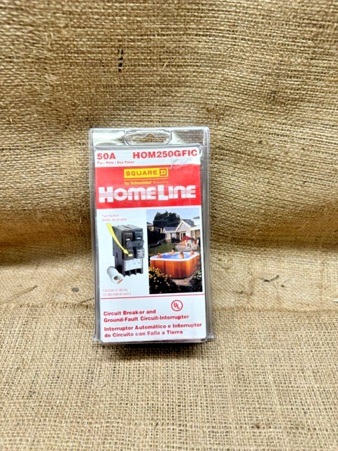 Square D Homeline HOM250GFIC 50A Two Pole Circuit Breaker & GFIC*New