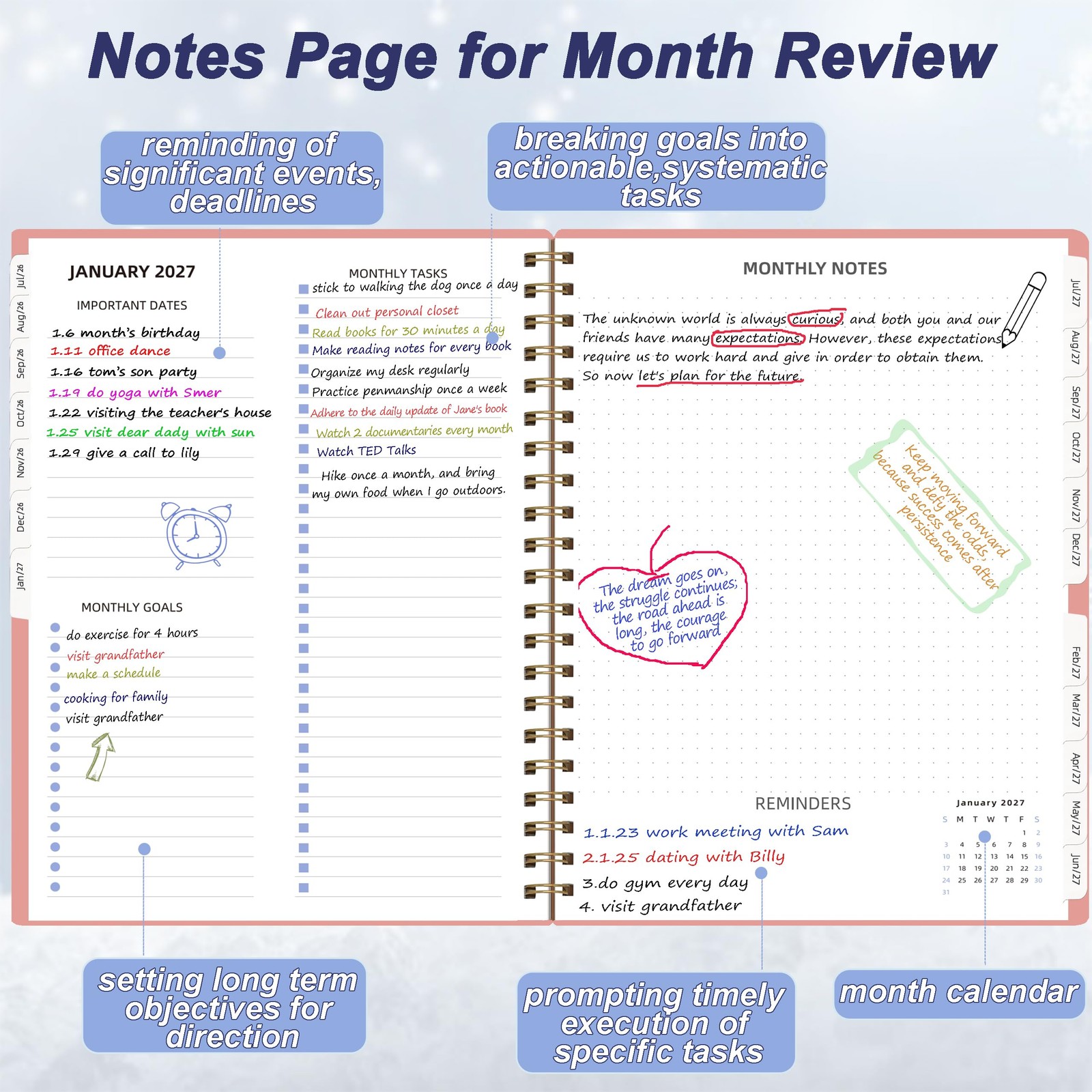 2026-2027 Monthly Planner (7.6» x 9.6»), 18 Months Agenda Planner from Jul …