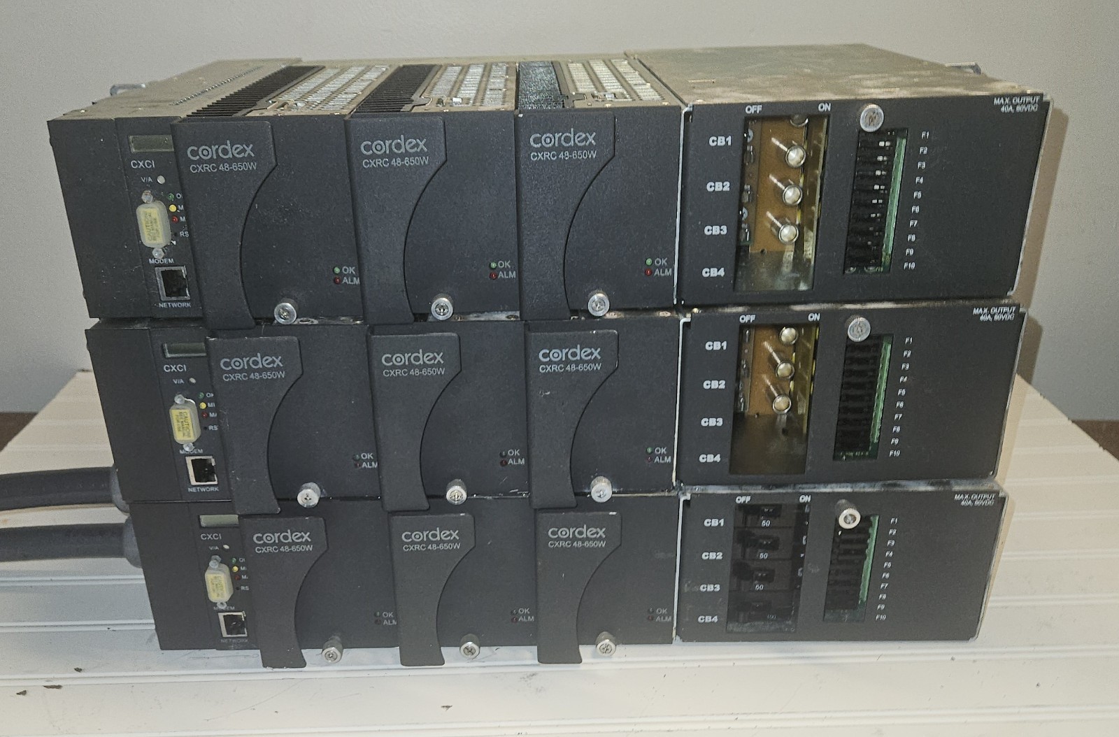 ALPHA / ARGUS 48VDC CORDEX 1.9kW RECTIFIER SHELF SYSTEM 120/240VAC IN 48VDC OUT