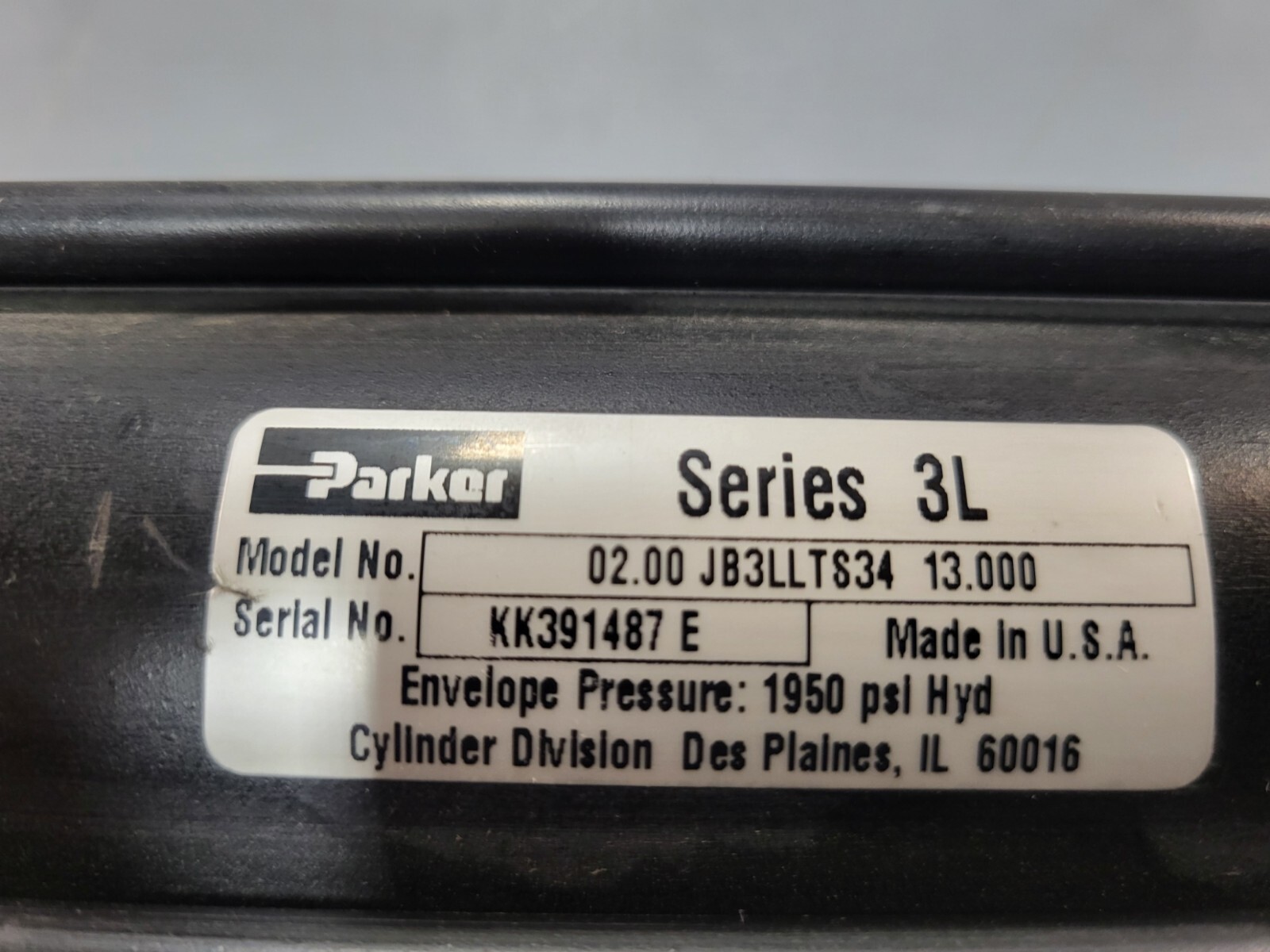 PARKER 02.00 JB3LLTS34 13.000 HYDRAULIC CYLINDER, SERIES 3L, 0921D