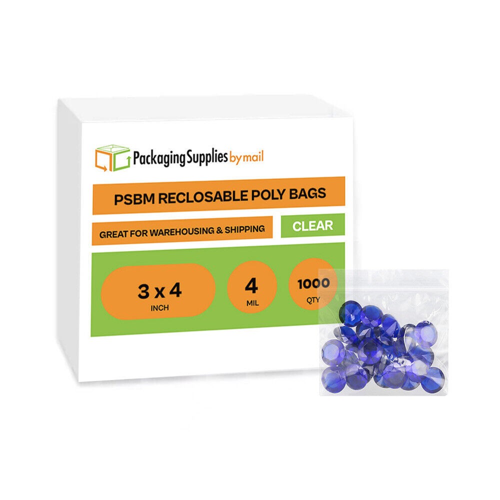 3×4 Bags Clear 4mil 1000 Reclosable Poly Bag 3″ x 4″ 4 Mil Baggies Squeeze Top
