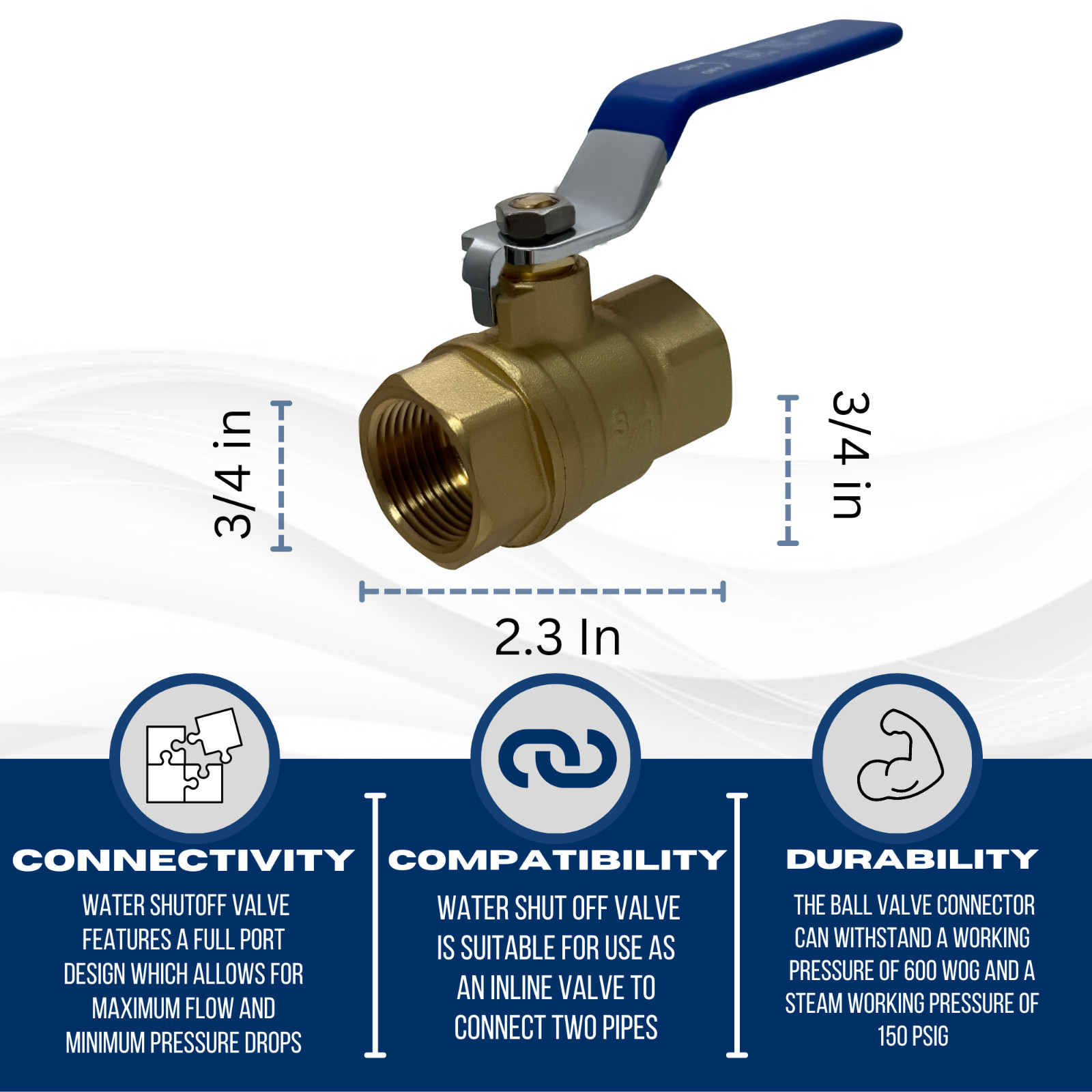 10) 3/4″ Female Ball Valve, Full Port, 600 WOG (Water, Oil, Gas)