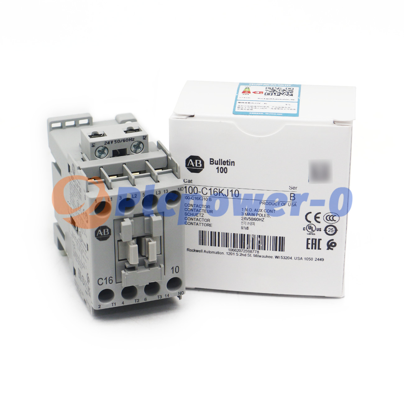 New 100-C16KJ10 Allen Bradley 100-C IEC Contactor 24V 50/60Hz Screw Terminals