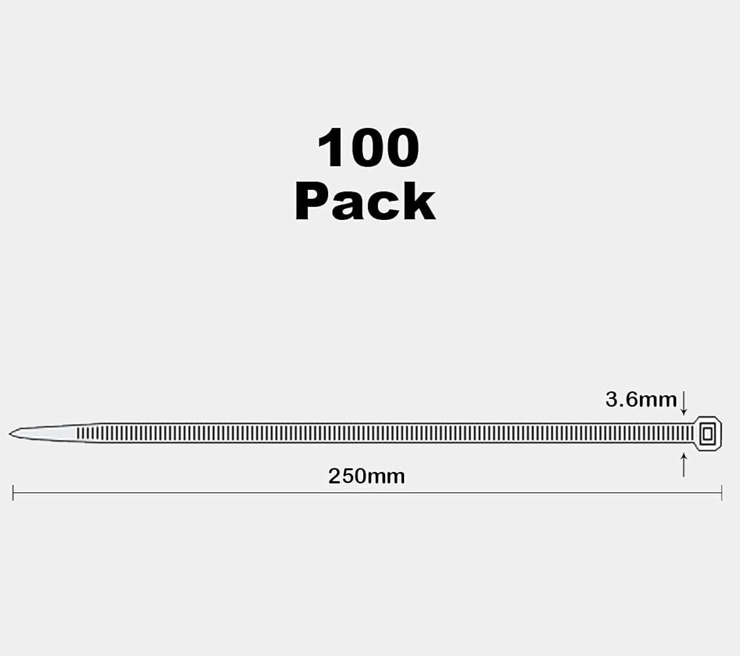 Self-Locking White Zip Ties (100 Pack) – 10″ Nylon Cable Ties for Home & Garden