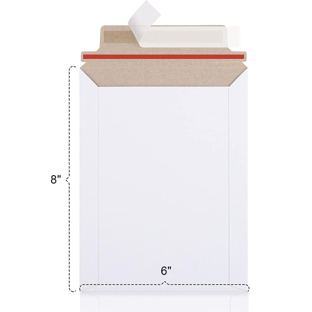 9″x11.5″ 6″x8″ Rigid Flat Photo Mailers Document Envelopes Cardboard Self Seal
