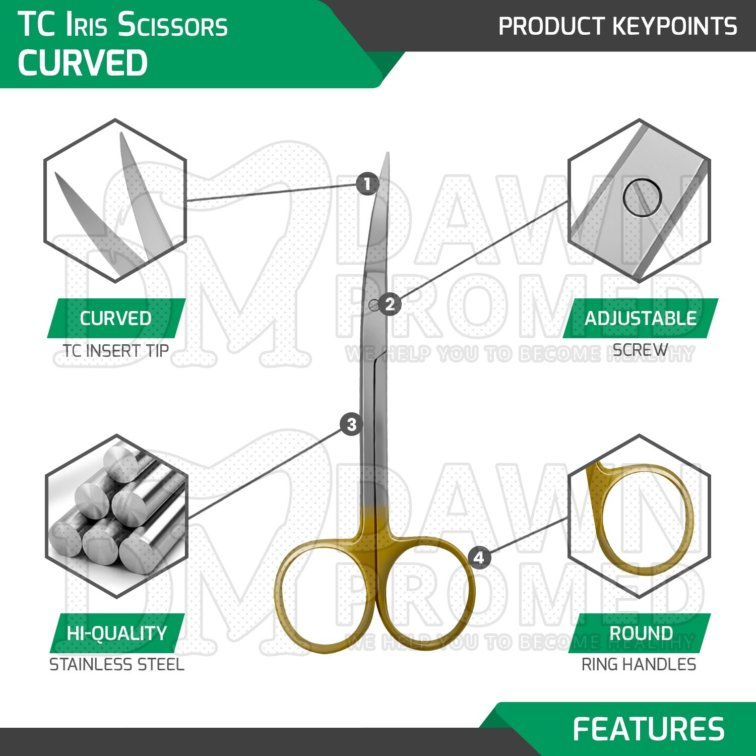 Premium German TC Iris Scissors 4.5″ Curved Surgical Dental Instruments