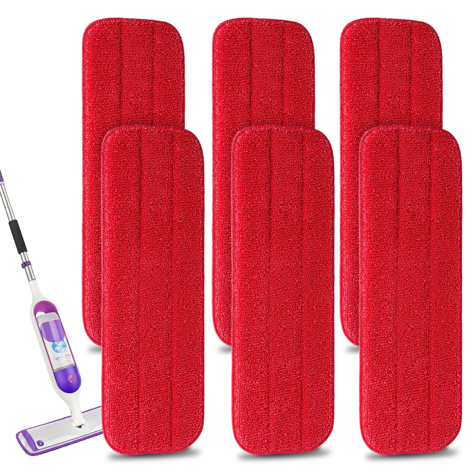 Microfiber Replacement Mop Pad, 18 x 6 Wet & Dry Home & Commercial Red