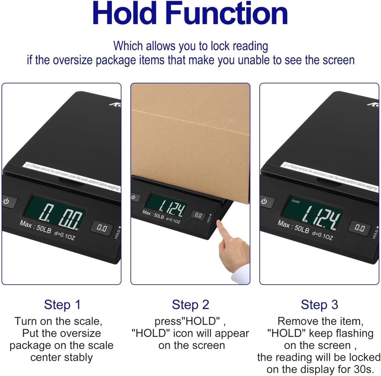 50 Lb All-In-One Black Digital Shipping Postal Scale with Adapter (W-8250-50B)