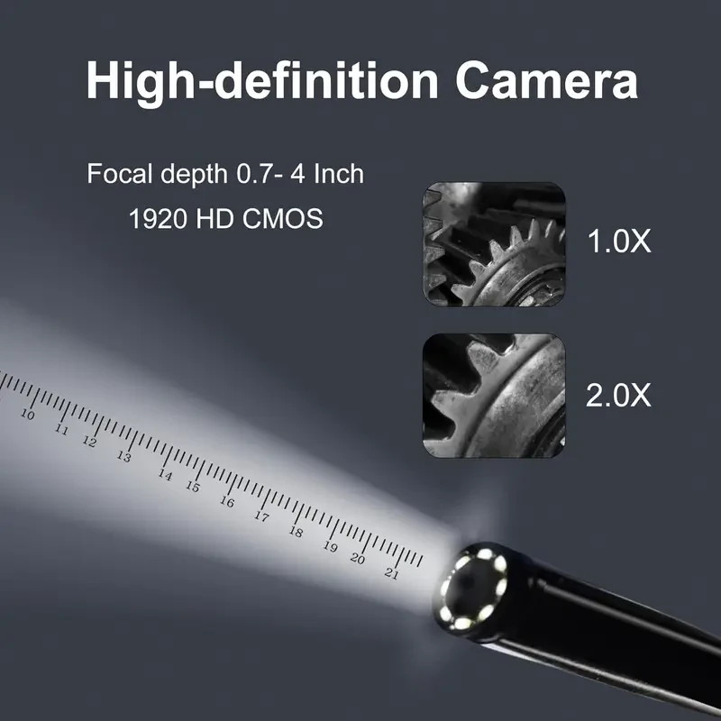 Endoscope Camera with Light, 1920P HD Borescope Camera with 8 LED Lights 16.4ft