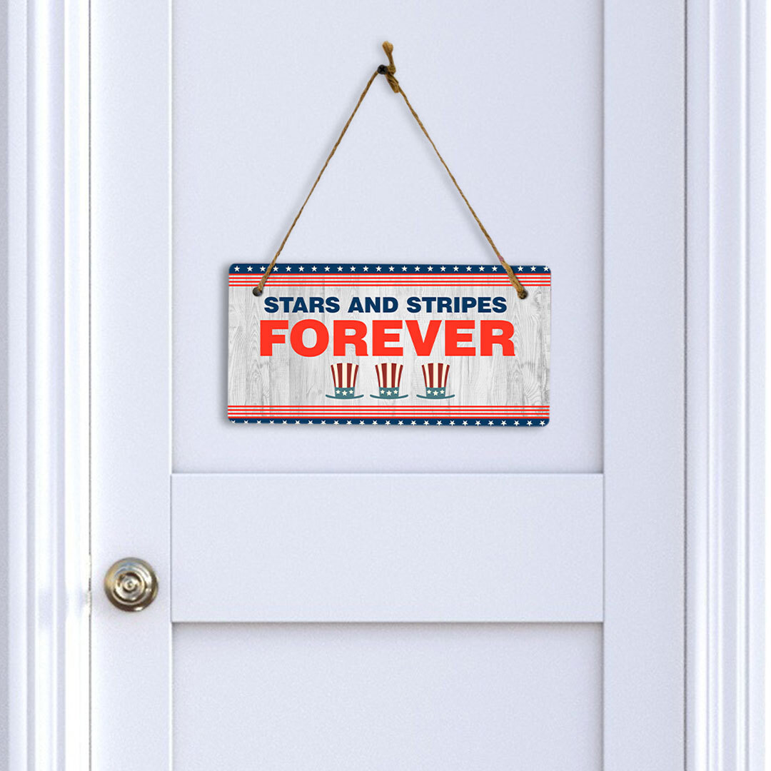 Stars And Stripes Forever 5×10 Hanging Plus Wall or Door Sign | USA Home Décor