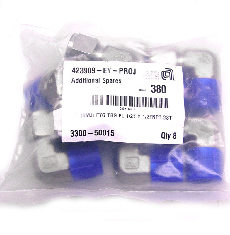 NEW Lot of 8 Applied Materials (AMAT) 3300-50015 FTG TBG 1/2″ T X 1/2″ FNPT SST