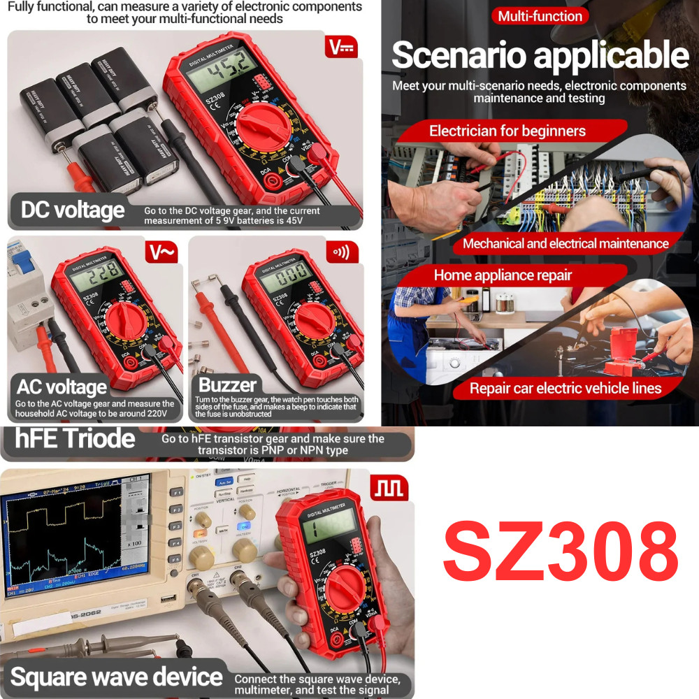 LCD Digital Multimeter Voltmeter Ammeter Ohmmeter Volt AC DC Tester Leads Meter