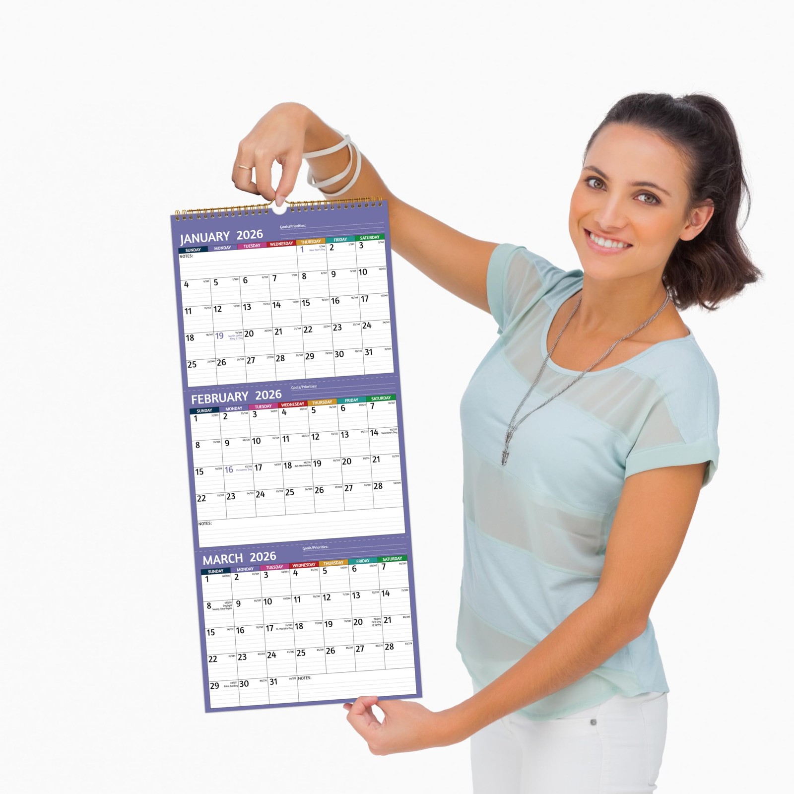 2026 Wall Calendar – 3 Month 2026 Vertical, Jan 2026 – Dec 2026, 3…