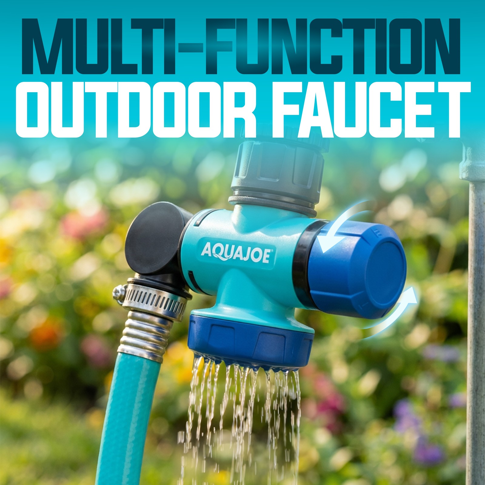 Aqua Joe 3 Pack Multi-Function Garden Hose Faucet Connector, 3/4″ Spigot Adapter