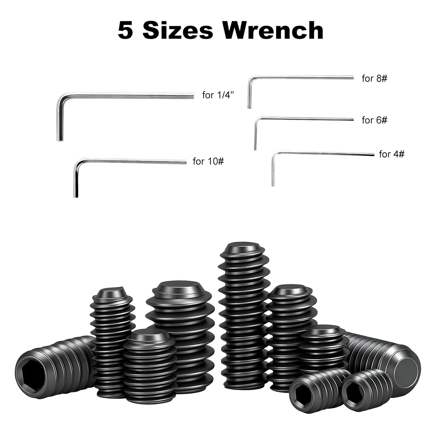 240 Pcs 22 Sizes Black Set Screw Assortment Kit, SAE Allen Head Grub Screws for