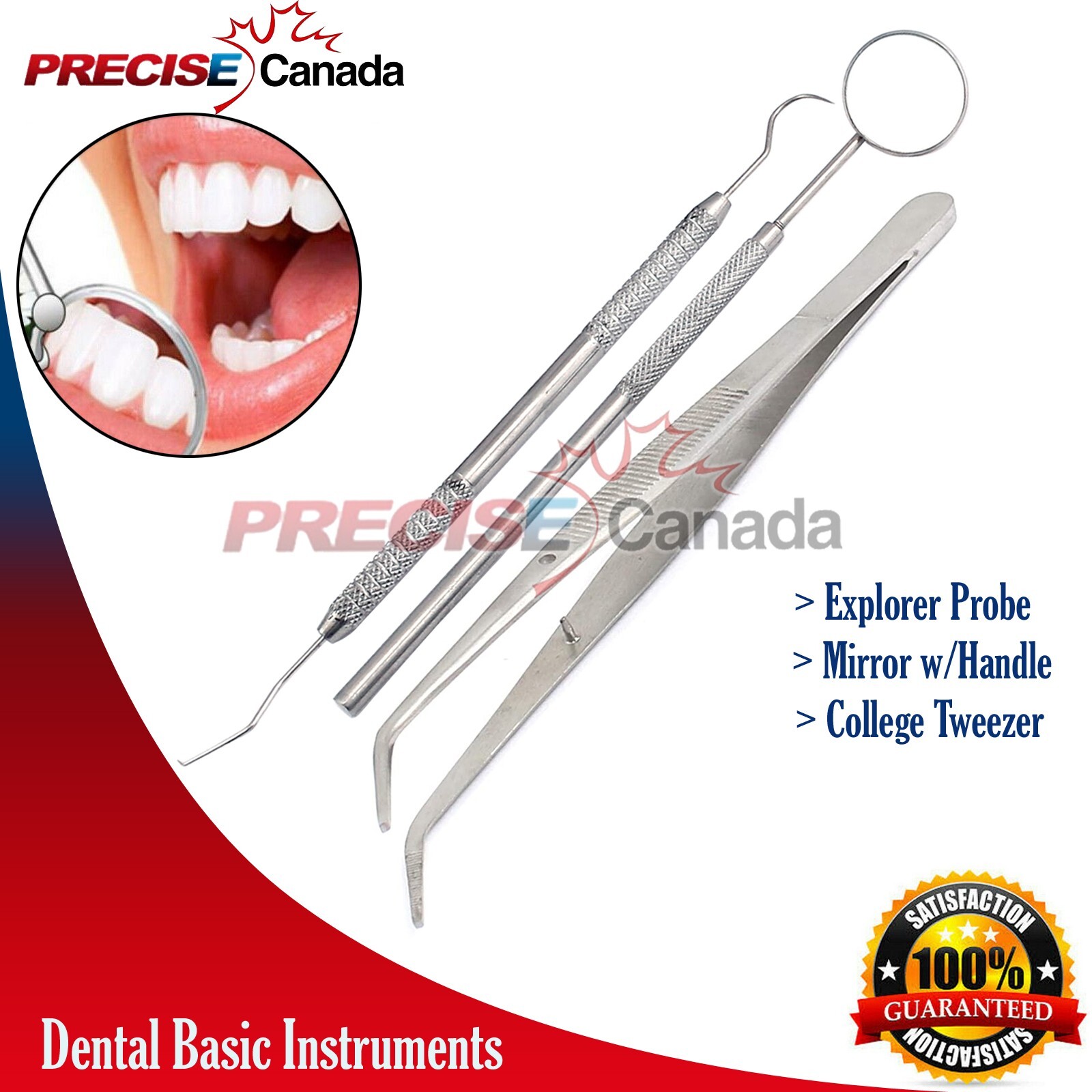 45 Basic Dental Instruments Set Tweezer Explorer Mirror plier German Grade