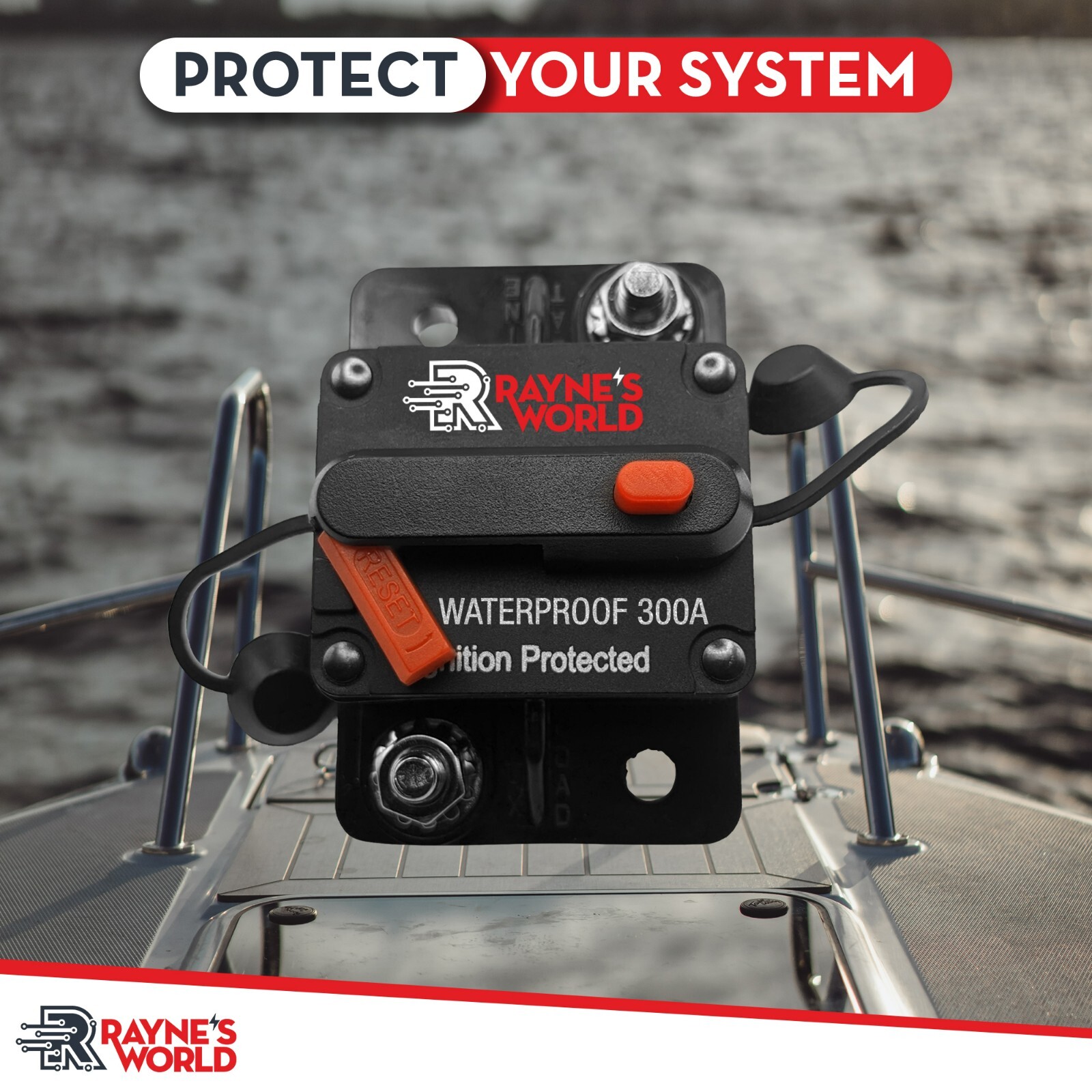 300 Amp Waterproof Circuit Breaker Auto/Marine/Solar 12-48V DC Manual Reset