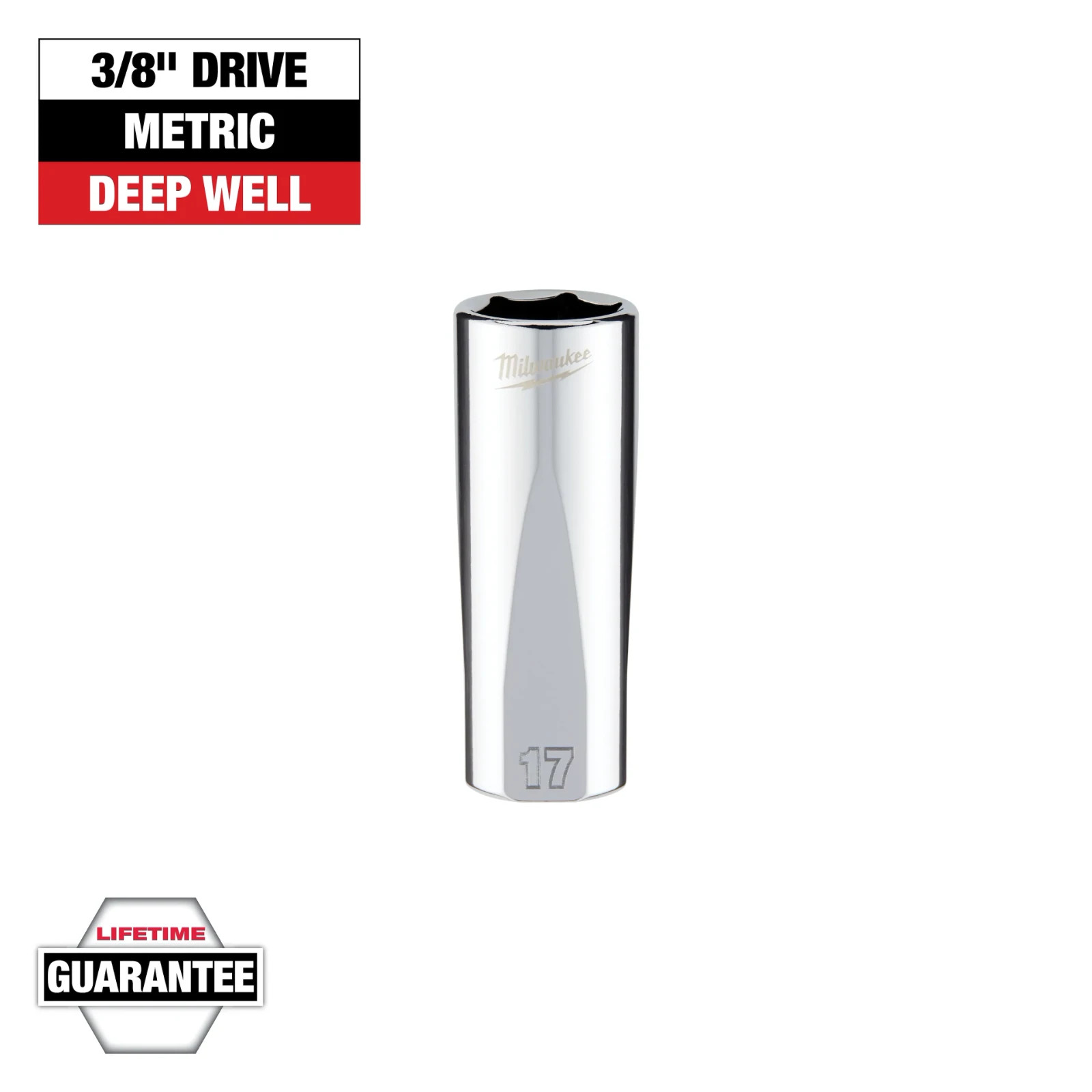 Milwaukee Tool 45-34-0117 3/8 In. Drive 17Mm Metric 6-Point Deep Socket With
