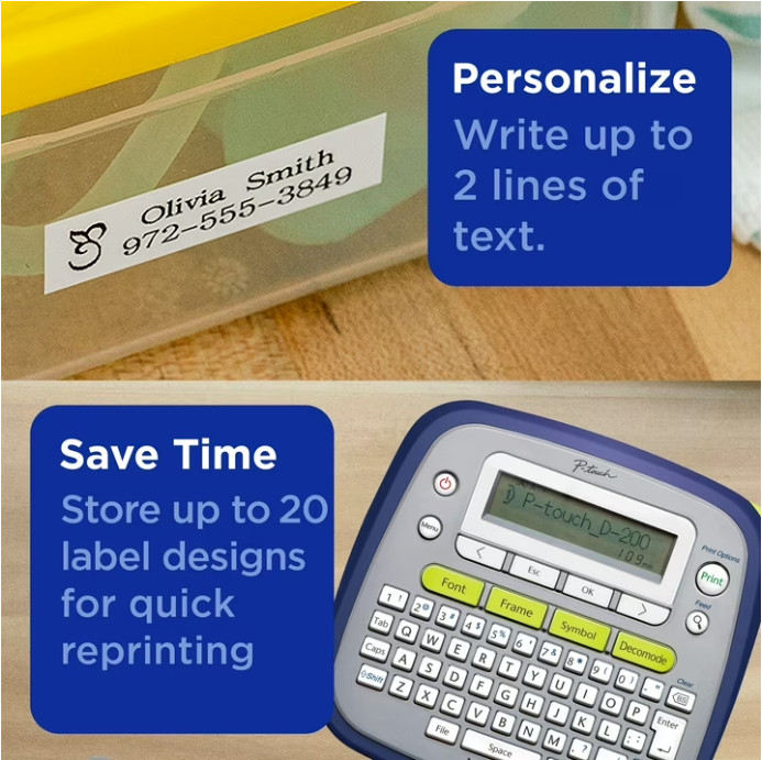 Brother P-Touch PT-D200G Label Maker with Tape, Easy-to-Use Home & Office