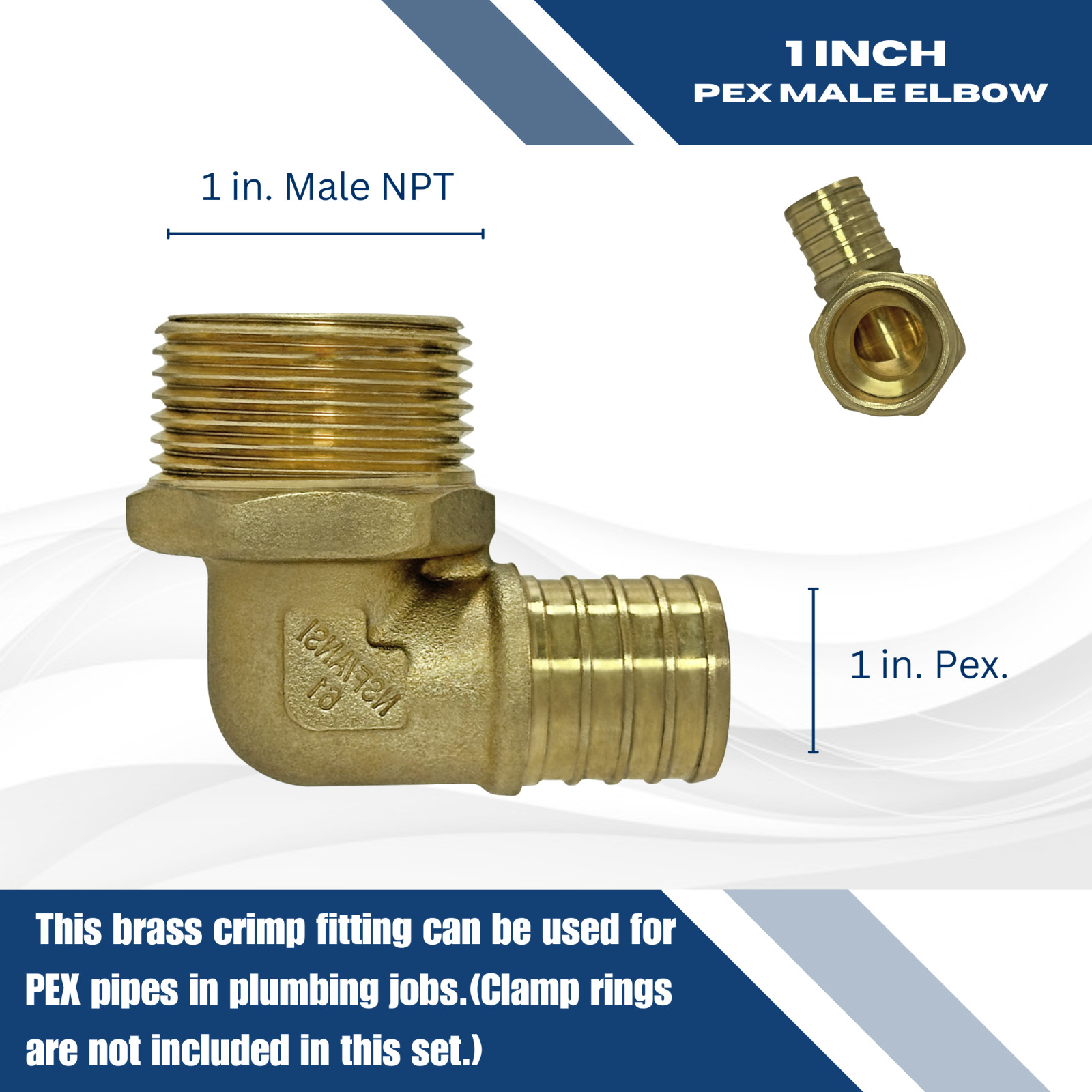 2 Pcs XFITTING Barb Crimp 1 Inch Pex X 1 Inch Male Threaded Elbow