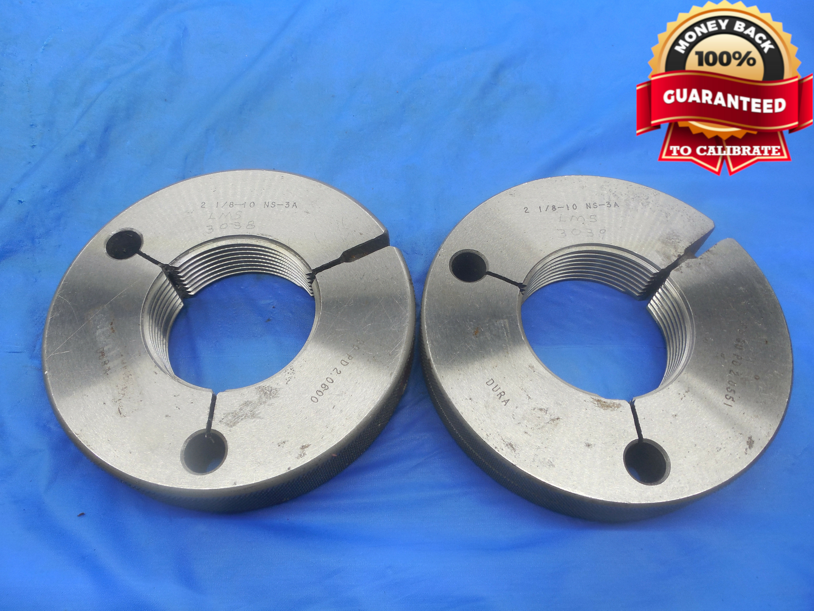 2 1/8 10 NS 3A THREAD RING GAGES 2.125 GO NO GO P.D.’S = 2.0600 & 2.0551 UNS-3A