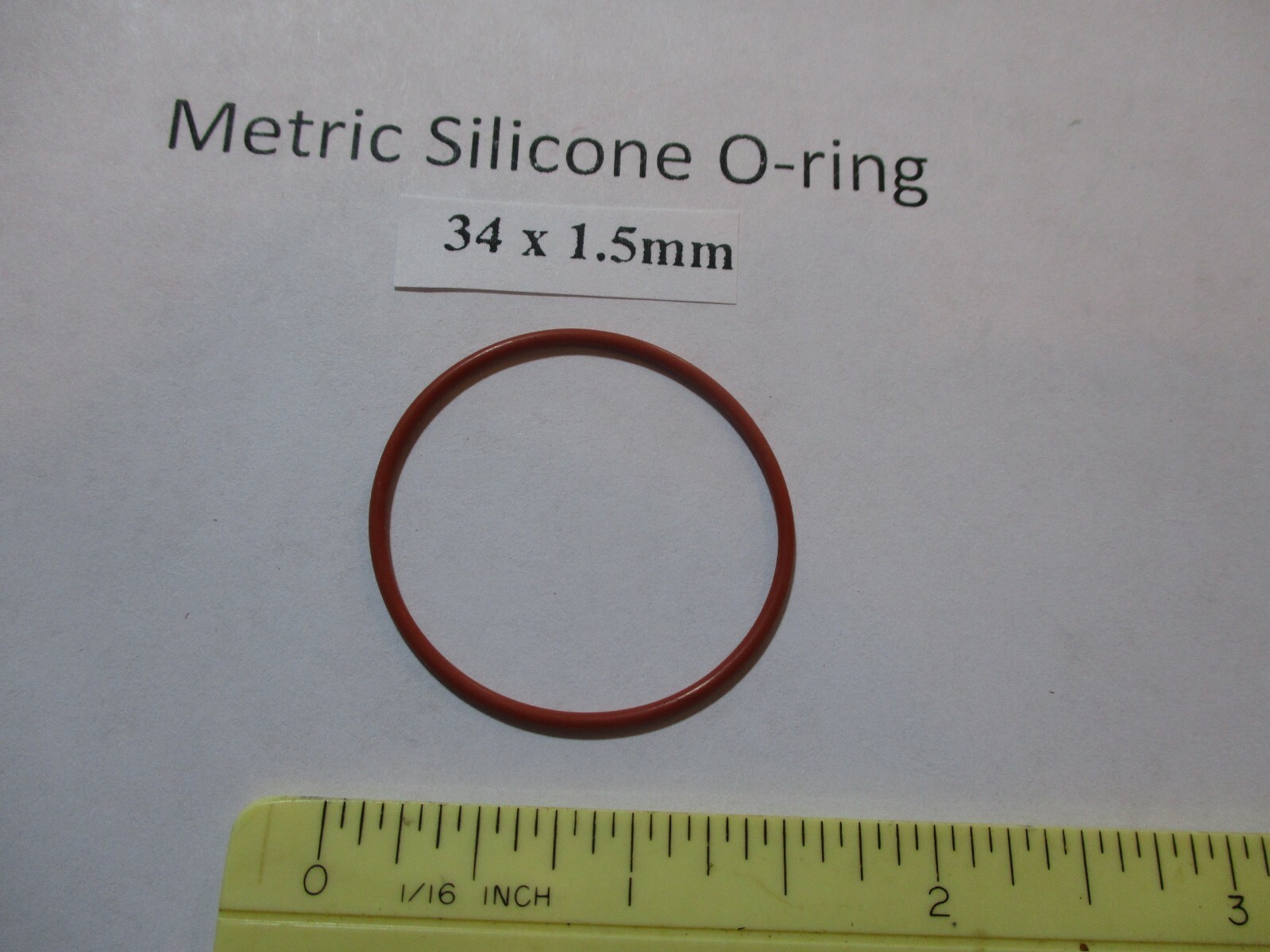 34mm ID x 37mm OD x 1.5mm thick SILICONE O-ring. Quan 1.