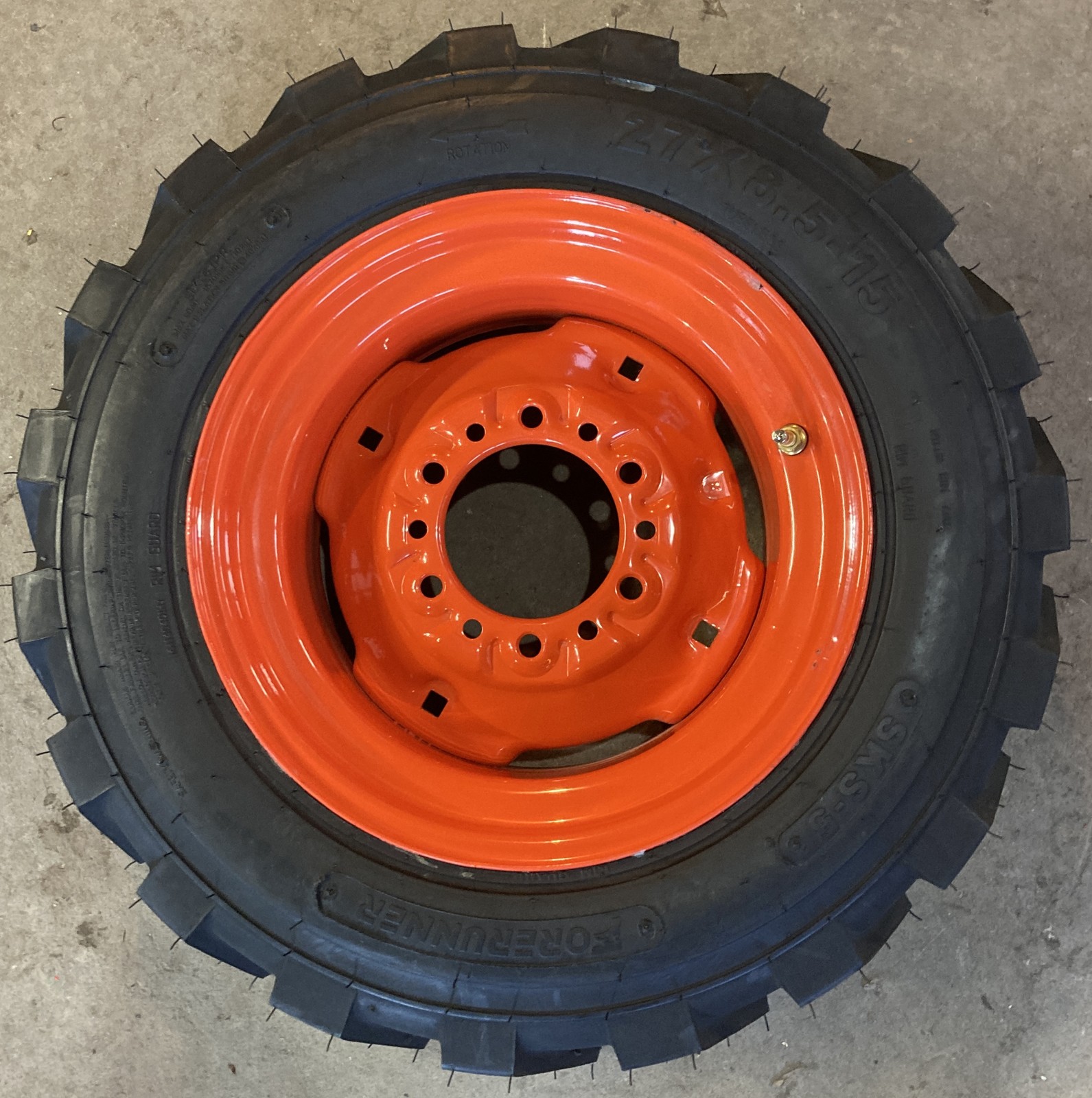 NEW 27X8.50-15 SKS-5 Tires on 6 lug Rims for Kubota Tractor Front-27-8.50-15