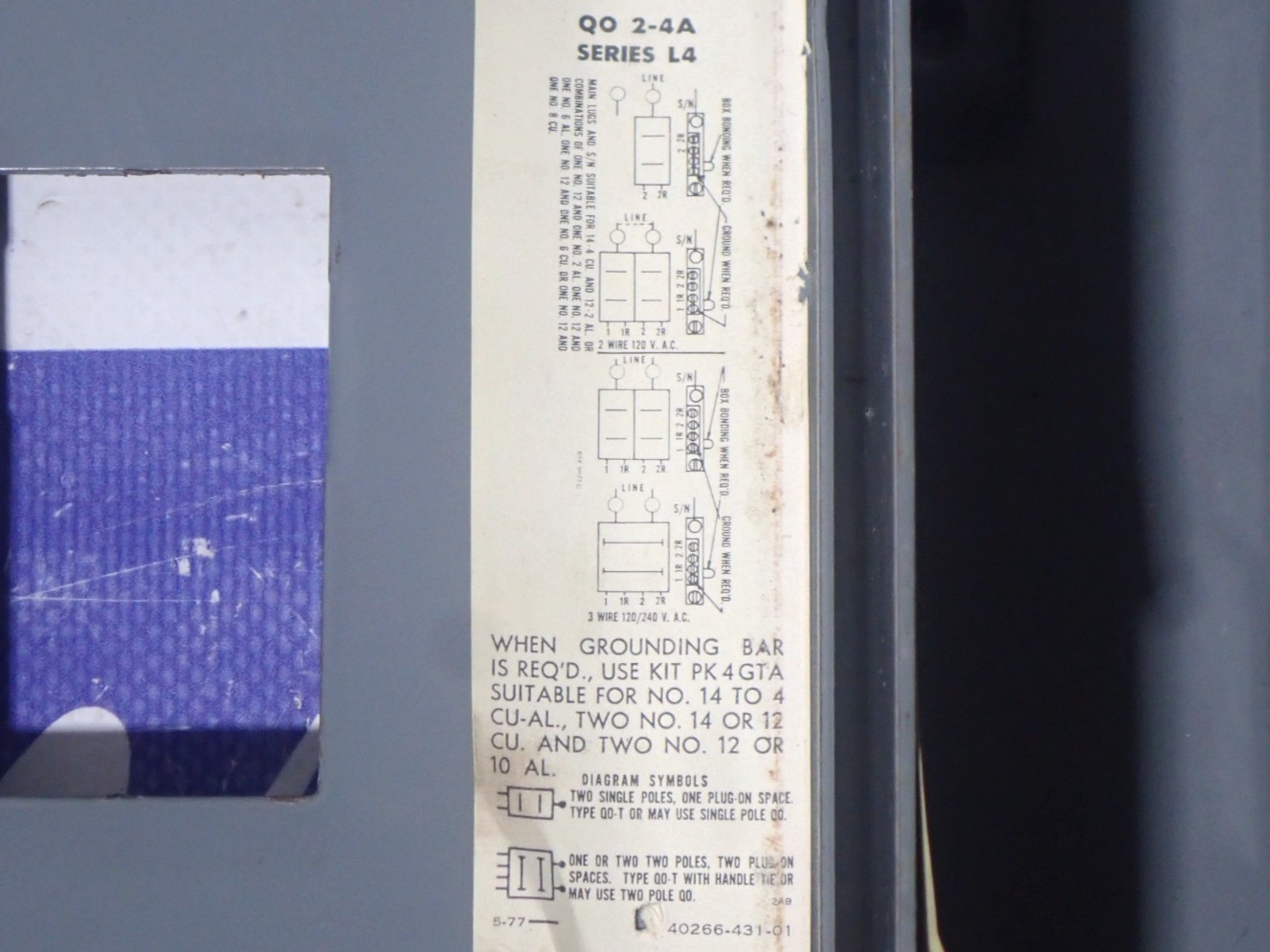 Square D QO-2-4AS QO24AS Single Phase 70 Amp 120/240 Volt QO Load Center