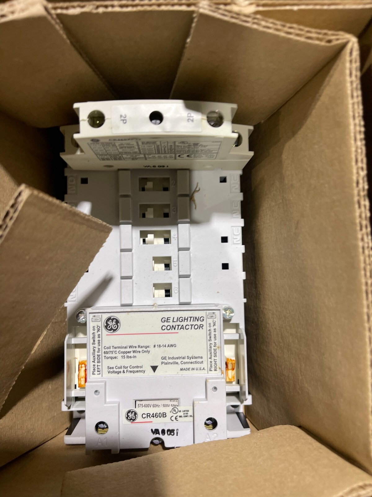 GE LIGHTING CONTACTOR ELECTRICALLY HELD 30 AMP 575V-600V COIL CR463L20AYA CR463