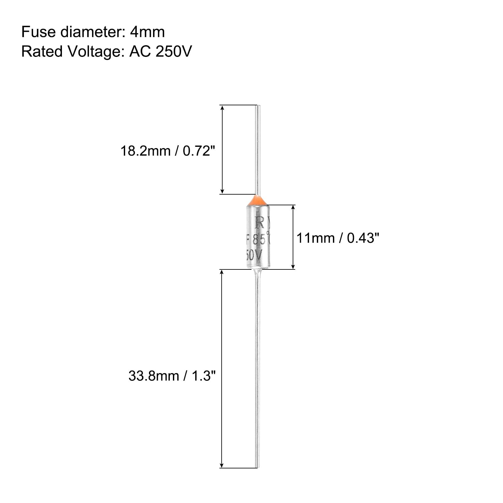 MECCANIXITY 10Pcs Metal Temperature Thermal Fuse RY85 85 °C 185 °F 10A Silver