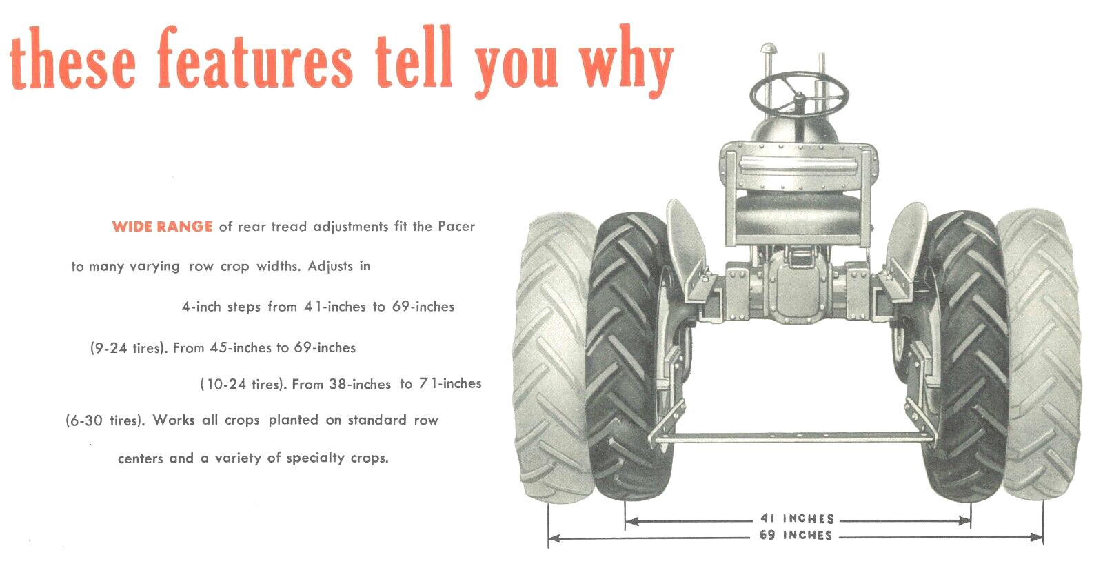 The Massey Harris 1-2 Plow Pacer Tractor Color Brochure MH Pacer-16 Row Crop