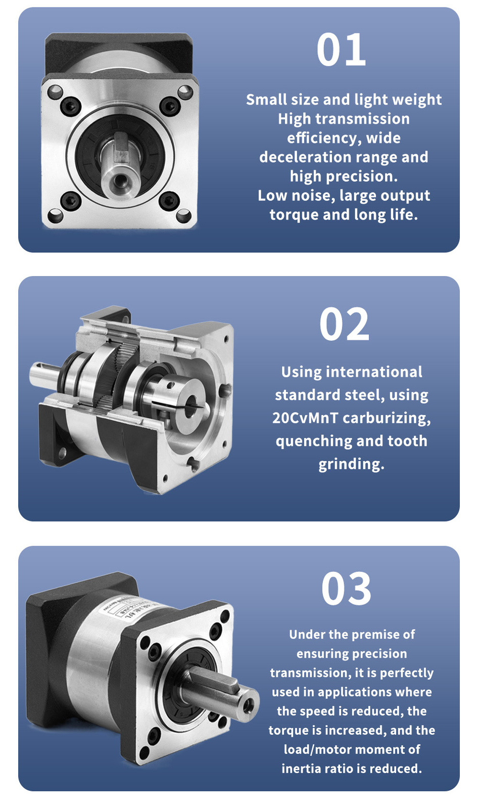 Nema23 Planetary Gearbox 4~100:1 Gear Head Speed Reducer 6.35mm(1/4») 8mm input
