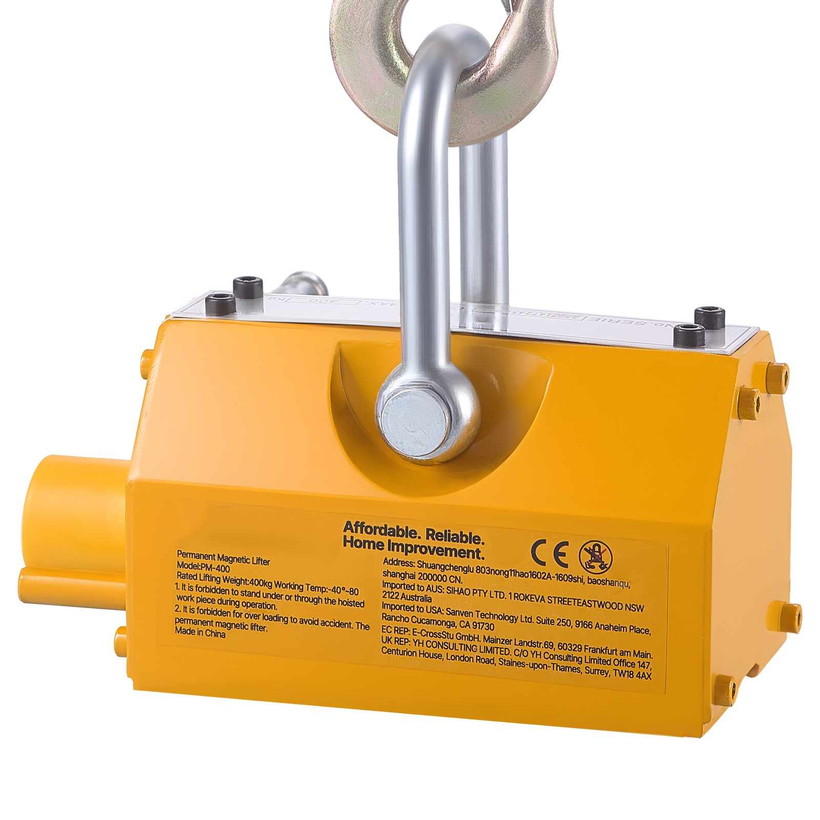 Uimoso Permanent Magnetic Lifter with 880 lbs Load Capacity, N42 Magnet