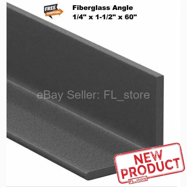 Fiberglass Angle Stock Dark Gray 1/4″ x 1-1/2″ x 1-1/2″ x 5 Feet Long 90° NEW