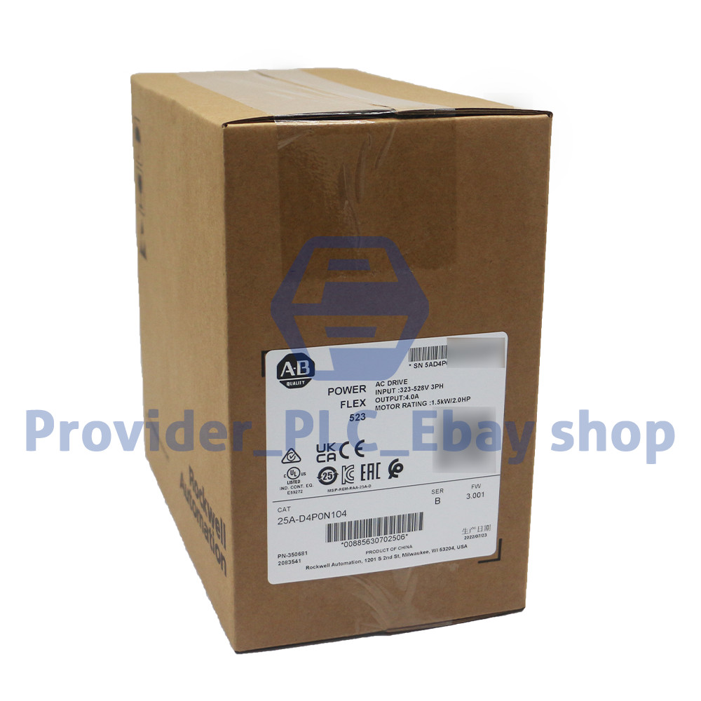 Allen Bradley Factory New Sealed 25A-D4P0N104 PowerFlex 523 1.5kW (2Hp) AC Drive