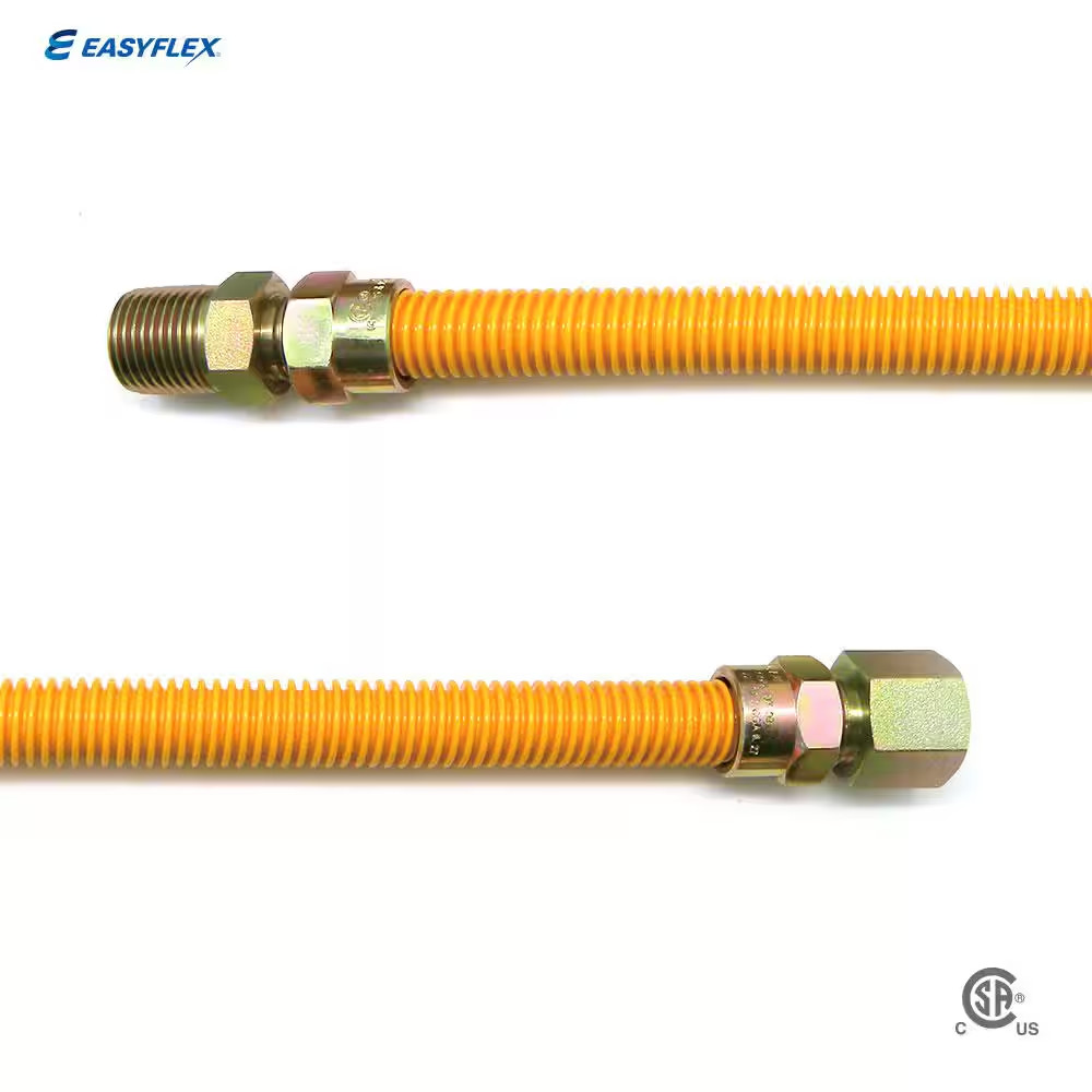 1/2 In. MIP X 1/2 In. FIP X 48 In. Coated Stainless Steel Gas Connector (3/8 In.