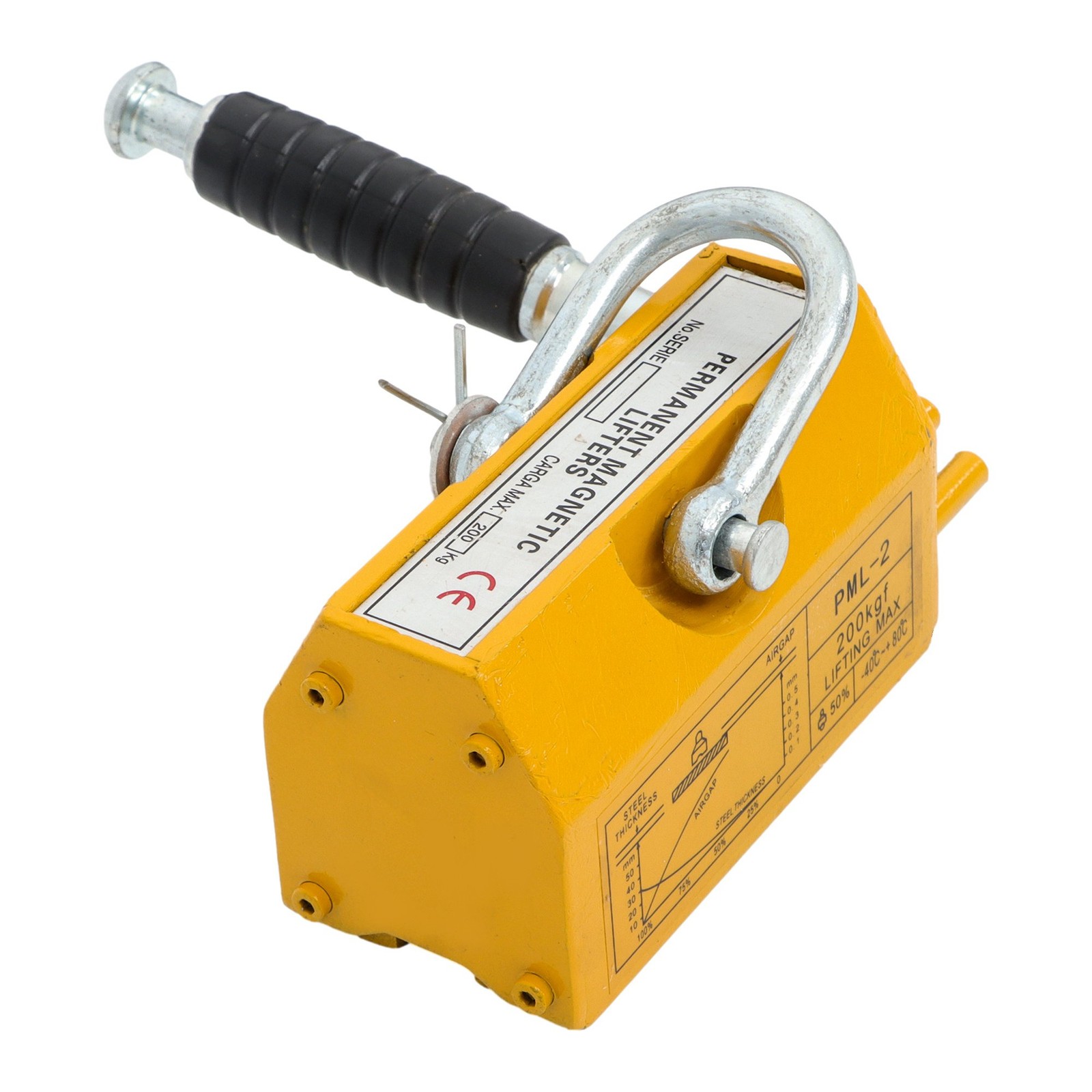 440lbs/200kg Permanent Magnetic Lifter 2.5 Safety Factor Lifting Magnet Yellow