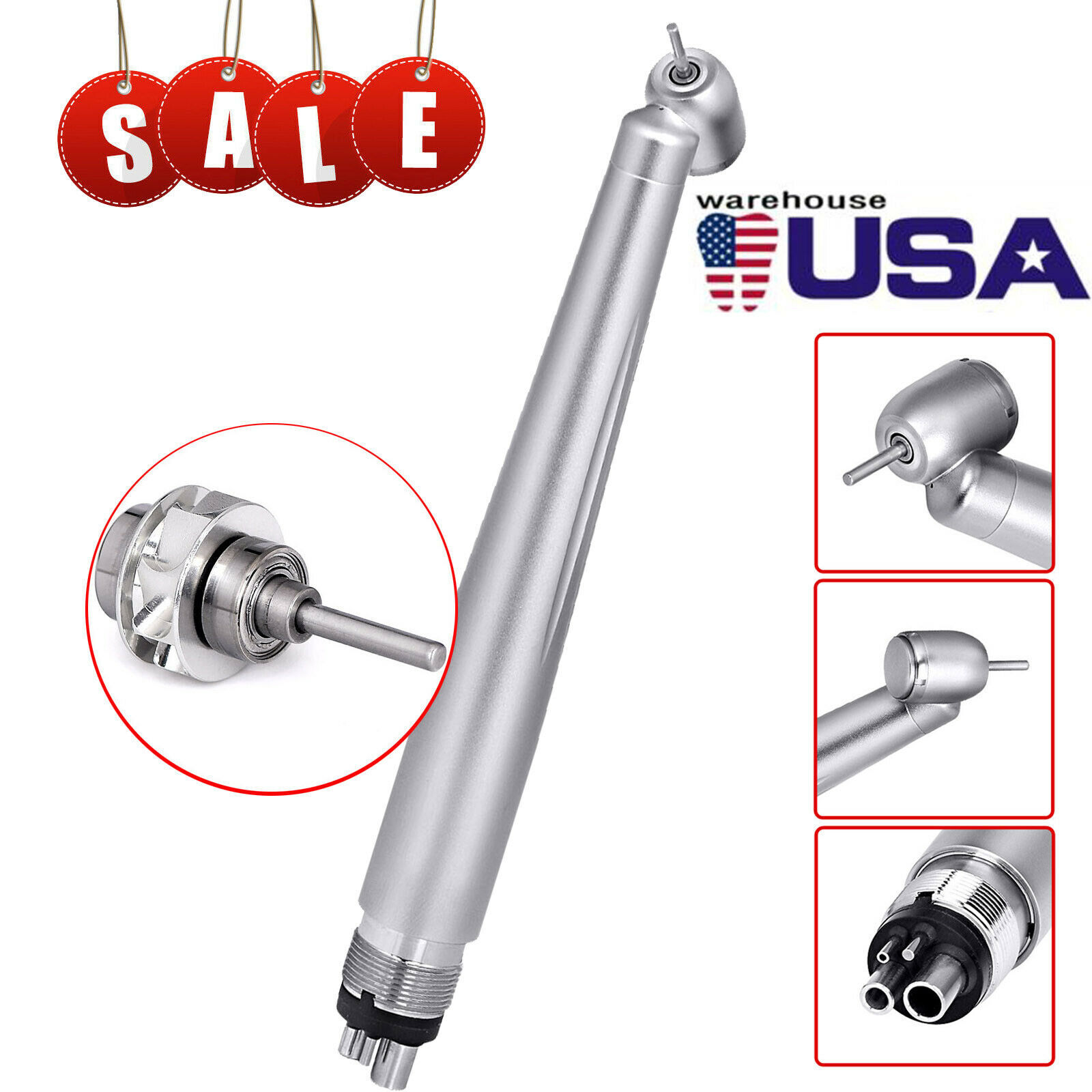 Dental 45° Degree Surgical High Speed (LED E-generator) Handpiece Push 4 Holes