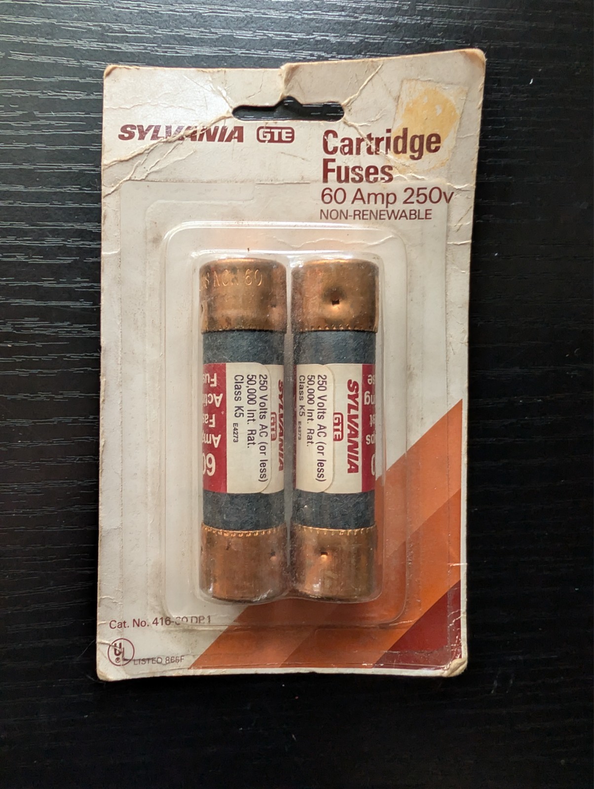 Sylvania GTE Cartridge Fast Acting Fuses 60 AMP, 250 V Non-Renewable Pkg of 2