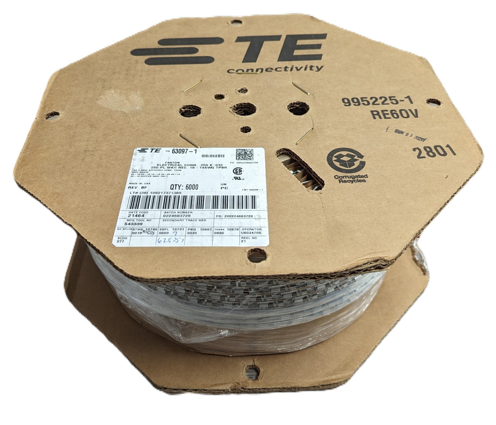 6000 TE Connectivity 63097-1 FASTON 250 Quick Connect Terminals 18-14AWG NEW