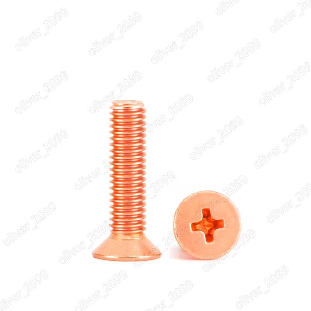 99.9% Pure Copper Phillips Cross Countersunk Flat Head Screws 4# 6# 8# 10#