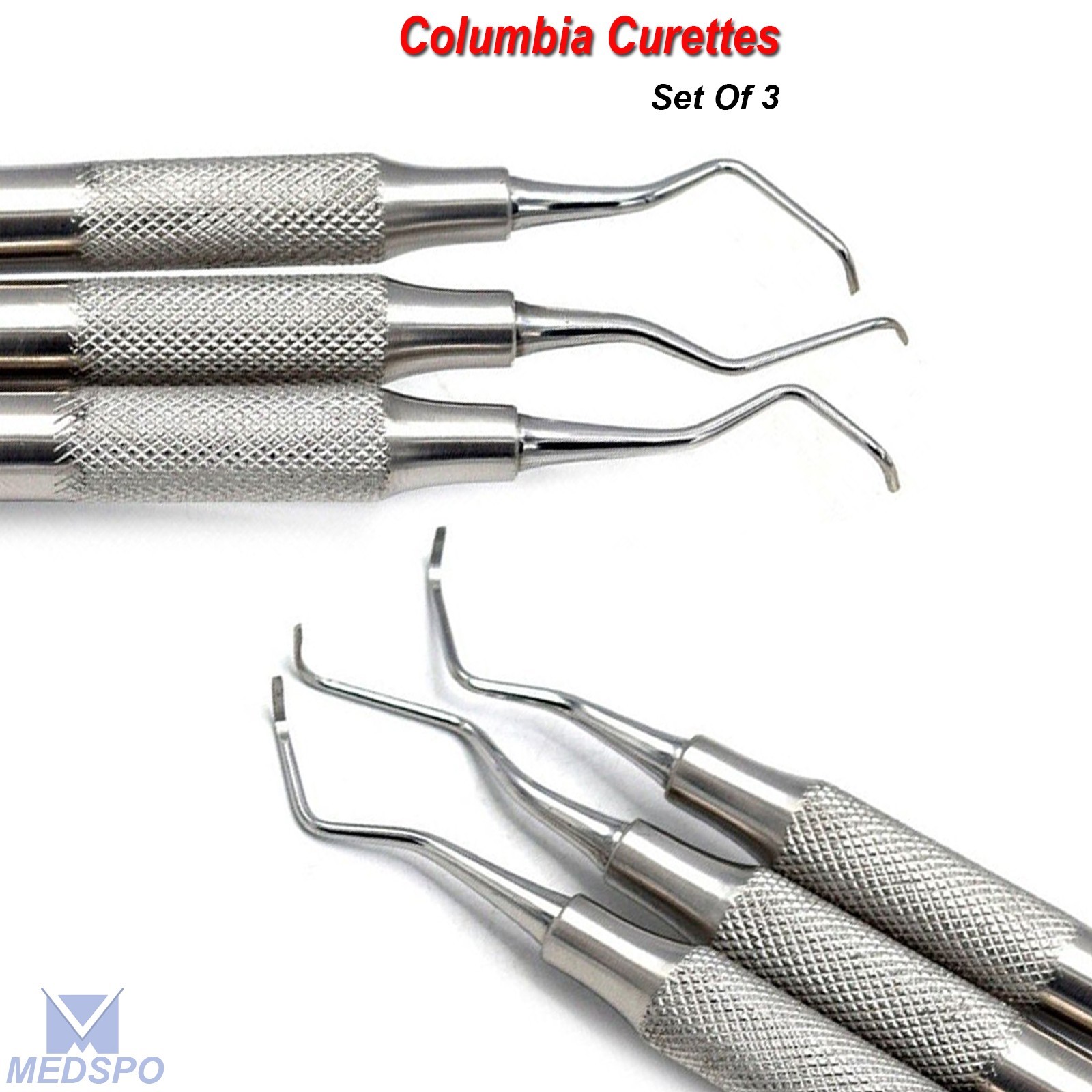 Hygienist Columbia Curette Periodontal Universal Curettes Dental Scaler Set Of 3