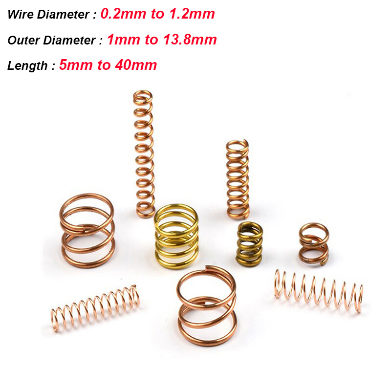 10 Pcs Brass Compression Spring Pressure Springs Wire Diameter 0.2mm to 1.2mm