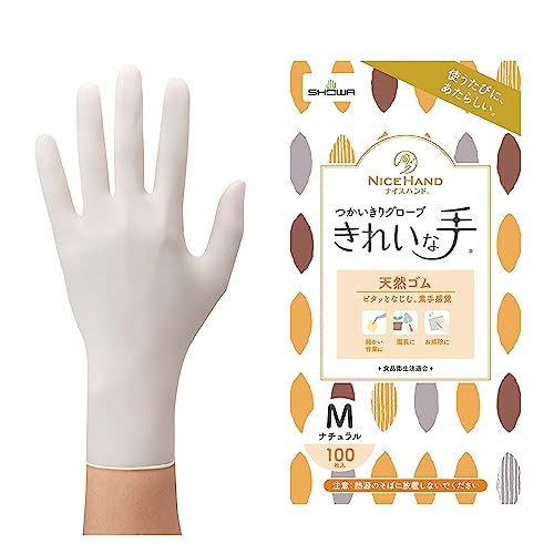 Showa Gloves Nice Hand Gloves Natural Rubber 100 Gloves Medium 1 Box White
