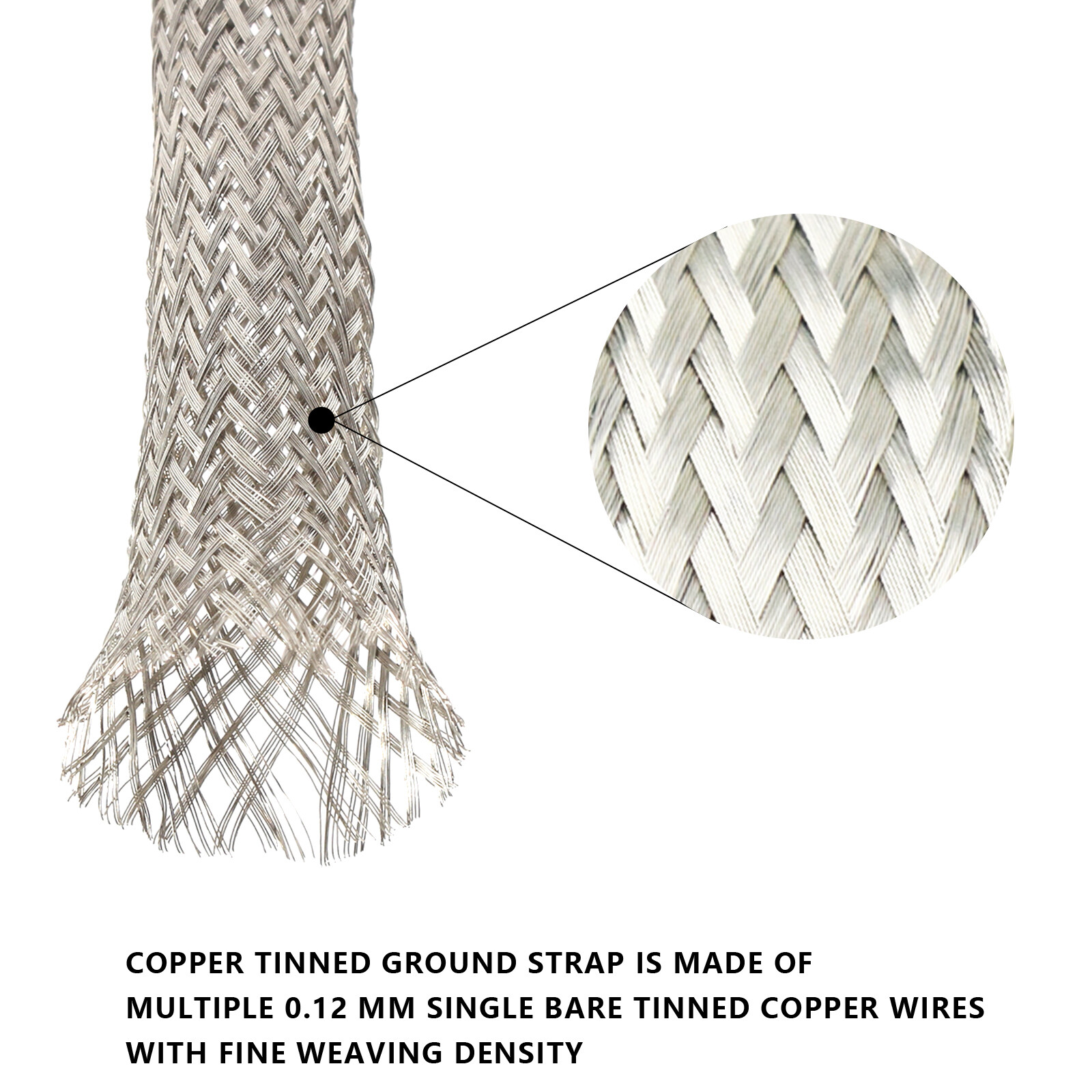 Tinned Copper Braid Ground Strap Metal Cable Wrap Sleeve Mesh Wire Shielding Lot